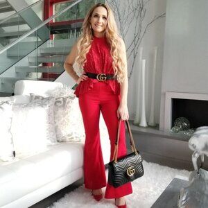 Pants and top Set Chic Red 2 piece set top